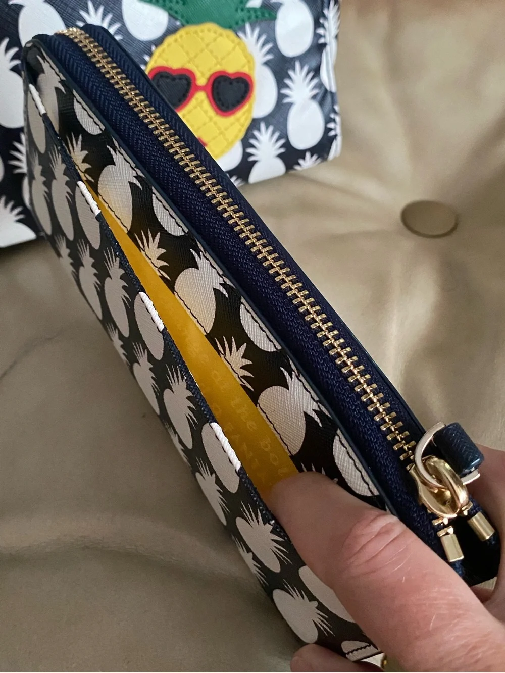 RARE Kate Spade Pineapple Print Wallet Aloha Hawaii Applique NO BAG